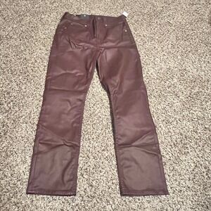 GAP Vintage Slim Mid Rise‎ Coated Pants Burgundy Bootcut Size 26